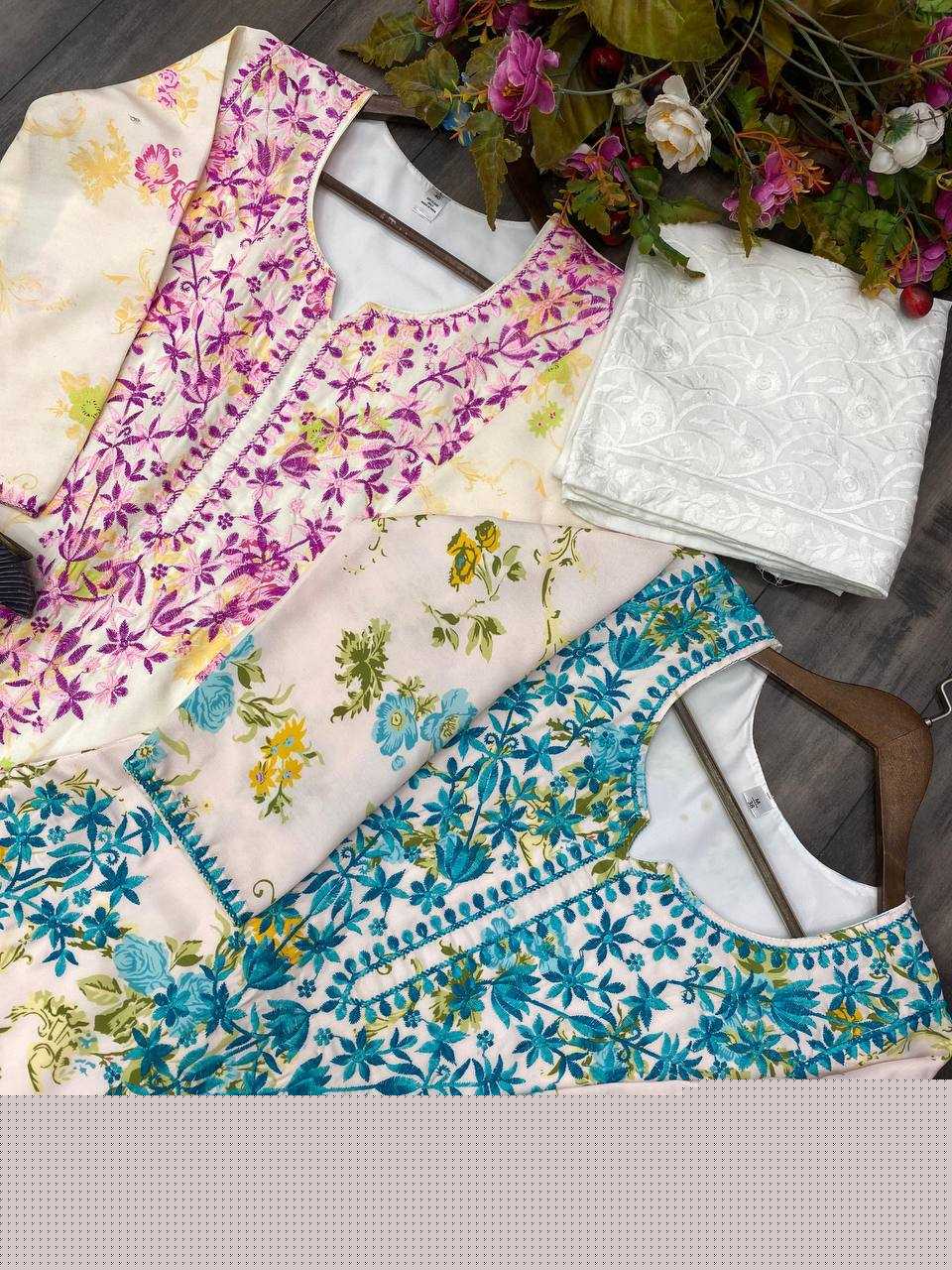 RAYON EMBROIDERED KURTIS WITH BOTTOM - MYLUXURY LANE ENTERPRISE